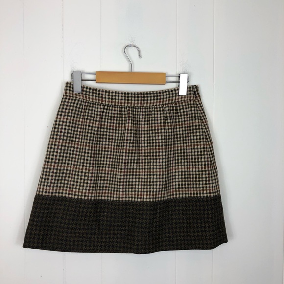 J. Crew Houndstooth Wool Mini Skirt Sz 2 - Picture 1 of 8